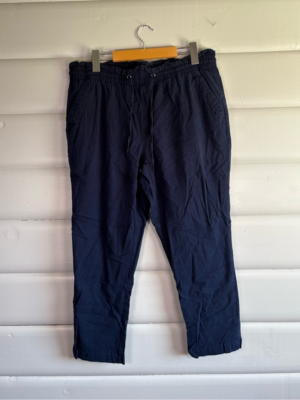 Reitmans Linen Blend Pull On Pants Navy 14 Petite - Picture 2 of 9